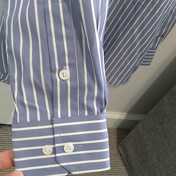 NWT Fazzio boys blue and white striped button down shirt size 8 - Picture 5 of 6